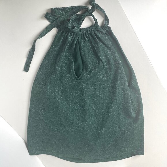 Pinko Valdemoro Lurex Knit Halter Top Green Metallic Sleeveless S - Picture 4 of 12